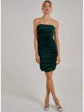 Elegant Velvet Ruched Mini Dress