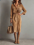 Elegant Minimalist Shirt Dress with Lapel Collar