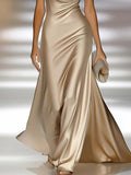 Backless Champagne Mermaid Evening Dress