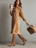 Elegant Minimalist Shirt Dress with Lapel Collar