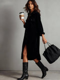 Elegant Minimalist Shirt Dress with Lapel Collar