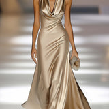 Backless Champagne Mermaid Evening Dress