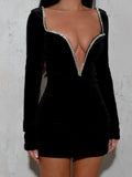 The Gina Diamante Black Mini Dress