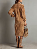 Elegant Minimalist Shirt Dress with Lapel Collar