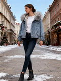 She Shimmer - Women’s Hooded Denim Jacket with Faux Fur Lining