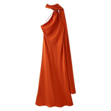 Elegant Soft Silk Satin Halter Maxi Dress - VEITCHE