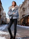 She Shimmer - Women’s Hooded Denim Jacket with Faux Fur Lining