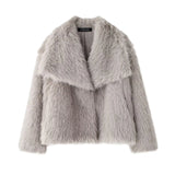 She Shimmer - Women’s Faux Fur Cropped Coat
