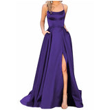 Elegant Navy Blue Spaghetti Strap Prom Dress