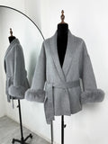 She Shimmer - Women’s Fox Fur Wool Coat