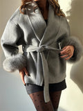She Shimmer - Women’s Fox Fur Wool Coat