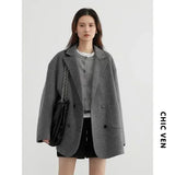 She Shimmer - Women’s Double-Breasted Wool Coat