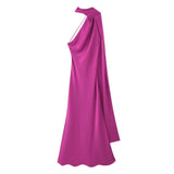 Elegant Soft Silk Satin Halter Maxi Dress - VEITCHE