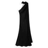 Elegant Soft Silk Satin Halter Maxi Dress - VEITCHE