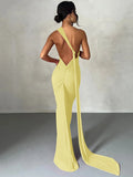 She Shimmer - Elegant one-shoulder backless adjustable scarf-tie ruched sexy maxi dress – Y2K streetwear festival outfit