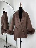 She Shimmer - Women’s Fox Fur Wool Coat