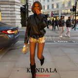 She Shimmer - Women’s Oversized Black Leather Jacket