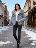 She Shimmer - Women’s Hooded Denim Jacket with Faux Fur Lining