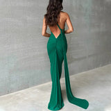 She Shimmer - Elegant one-shoulder backless adjustable scarf-tie ruched sexy maxi dress – Y2K streetwear festival outfit