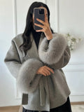 She Shimmer - Women’s Fox Fur Wool Coat
