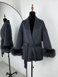 She Shimmer - Women’s Fox Fur Wool Coat