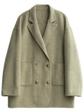 She Shimmer - Women’s Double-Breasted Wool Coat