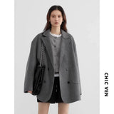 She Shimmer - Women’s Double-Breasted Wool Coat