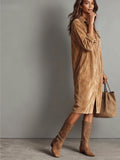 Elegant Minimalist Shirt Dress with Lapel Collar