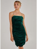 Elegant Velvet Ruched Mini Dress